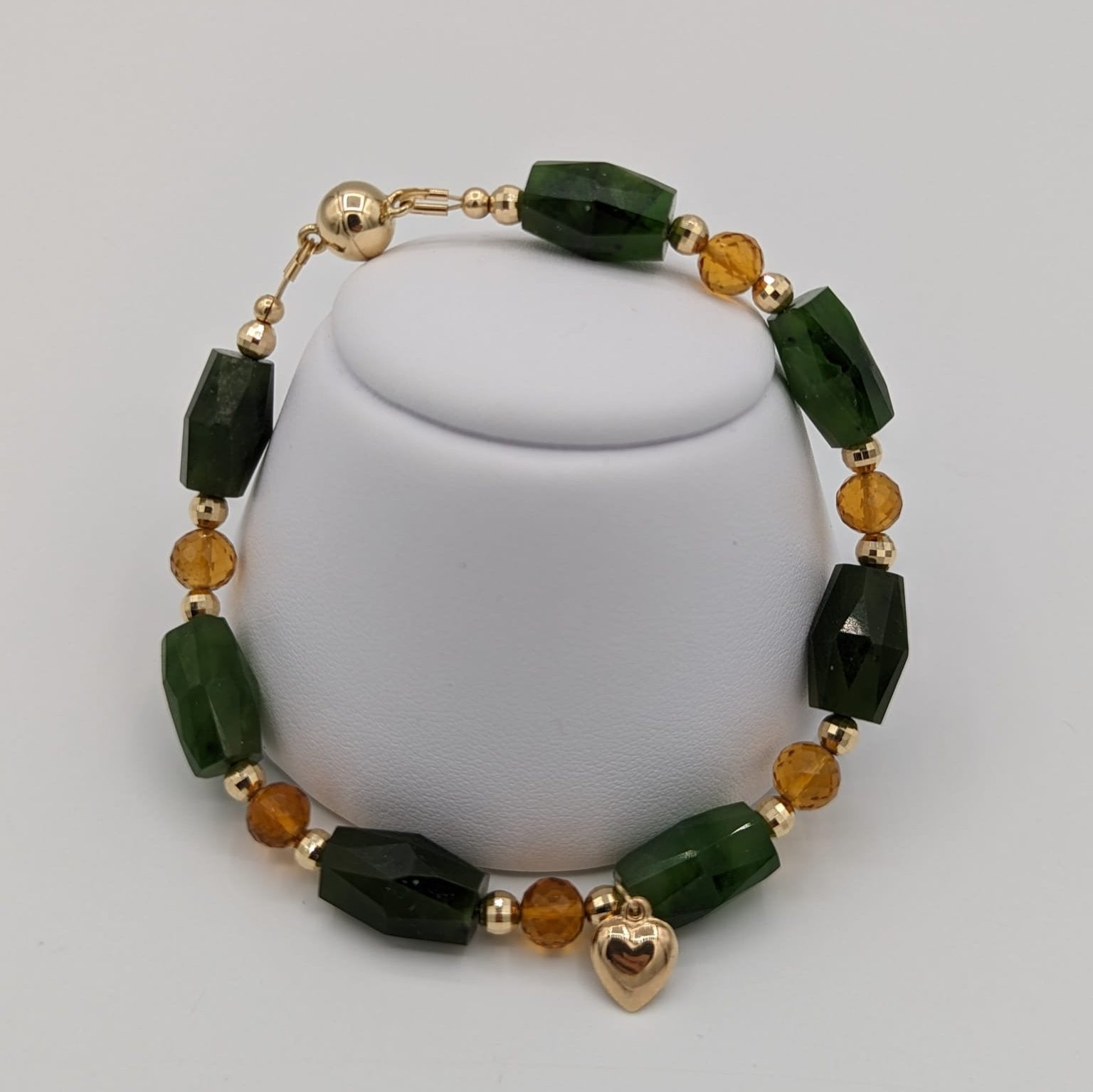 14K Gold Beads & deals Jade Beads Bracelet New.