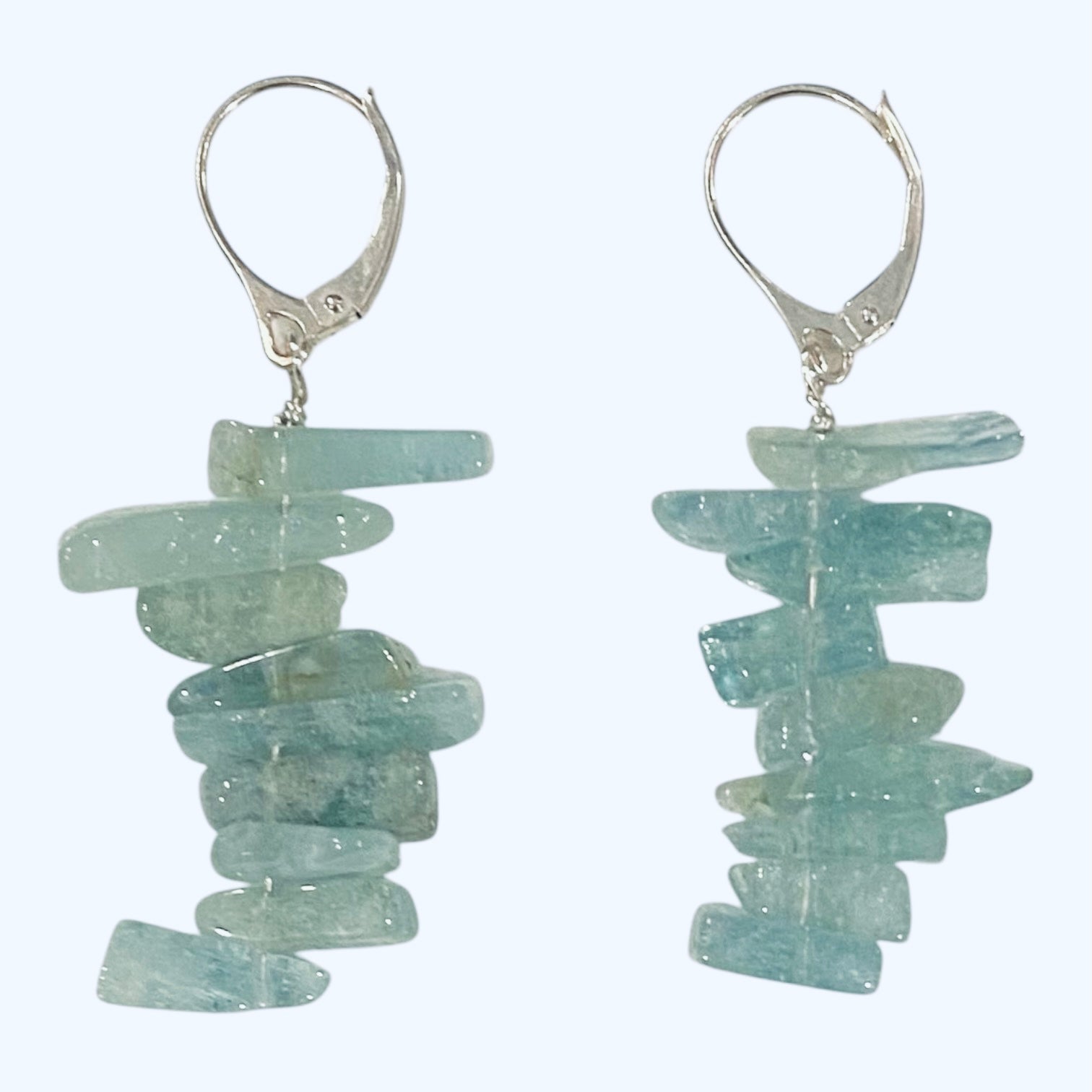 Aquamarine Chip Earrings in Sterling Silver