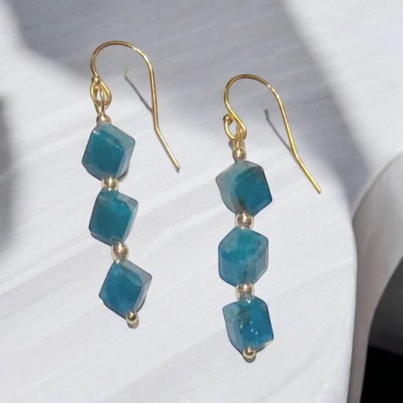 14K Gold-filled Stunning Blue Apatite Earrings