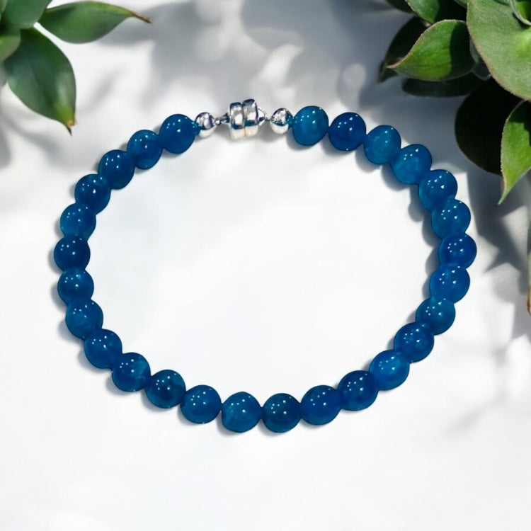 Blue Apatite Line Bracelet, Sterling Silver