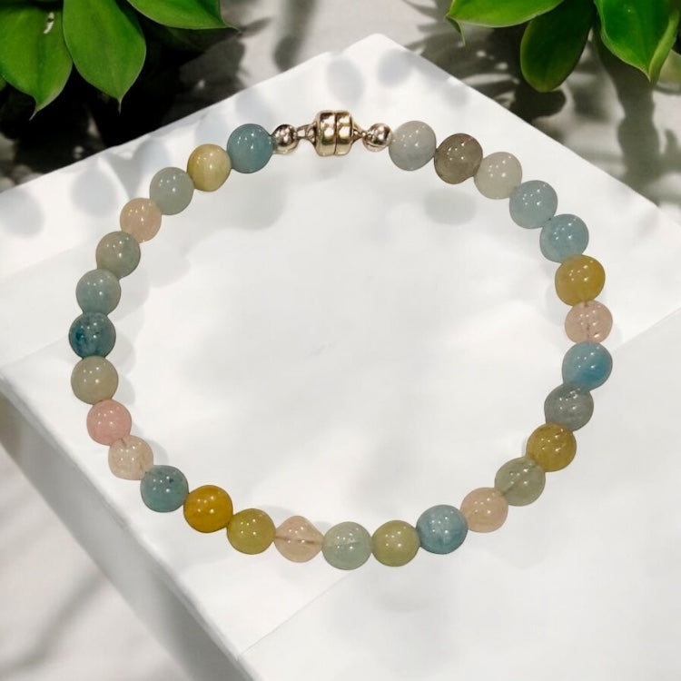 Pastel Radiance: Multi-Color Beryl Line Bracelet in Sterling Silver