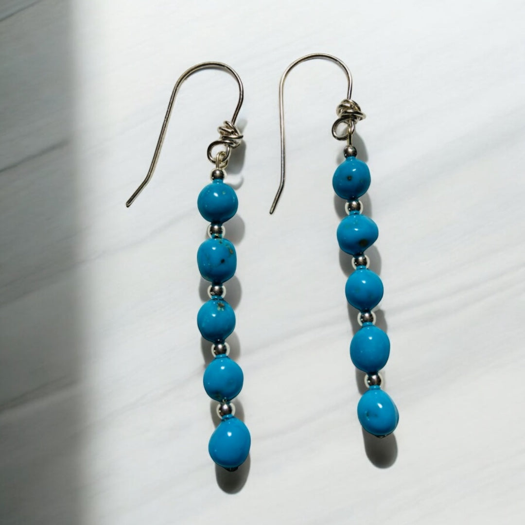 Sleeping Beauty Turquoise Drop Earrings, Sterling Silver