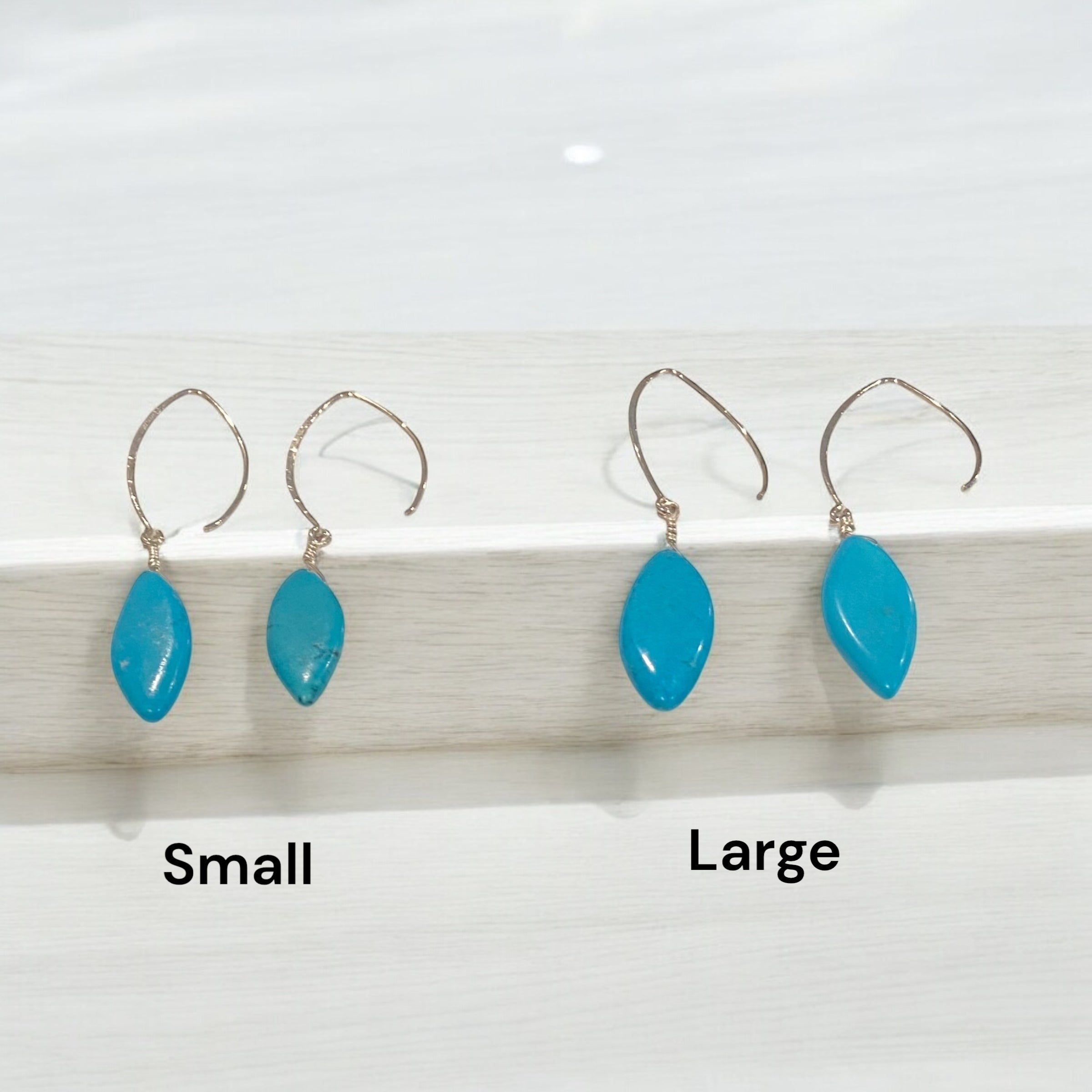 Skyline Marquise Turquoise Earring Drops - Sterling Silver or 14K Gold-filled