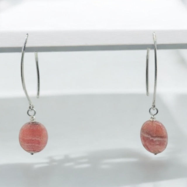 Sterling Silver Rhodochrosite Drop Earrings