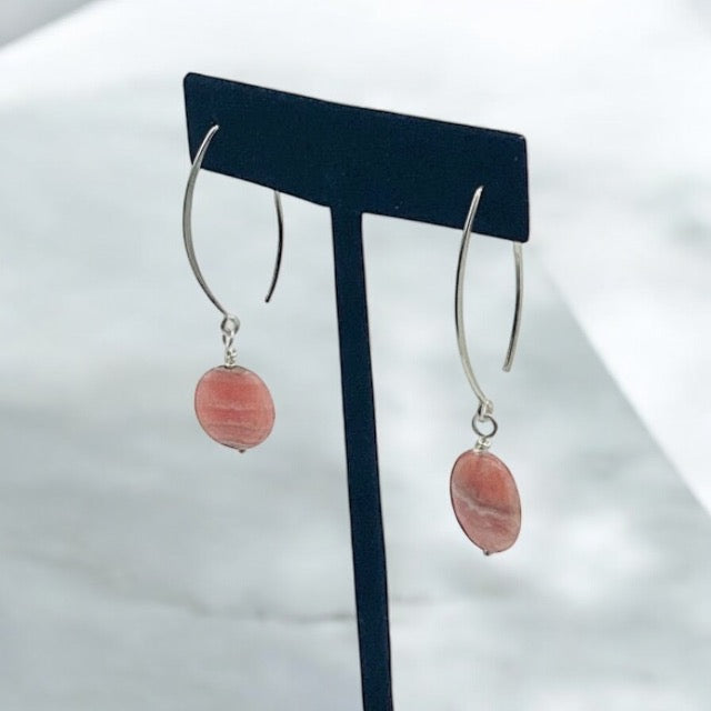 Sterling Silver Rhodochrosite Drop Earrings