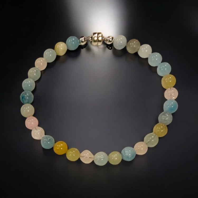 Pastel Radiance: Multi-Color Beryl Line Bracelet in Sterling Silver