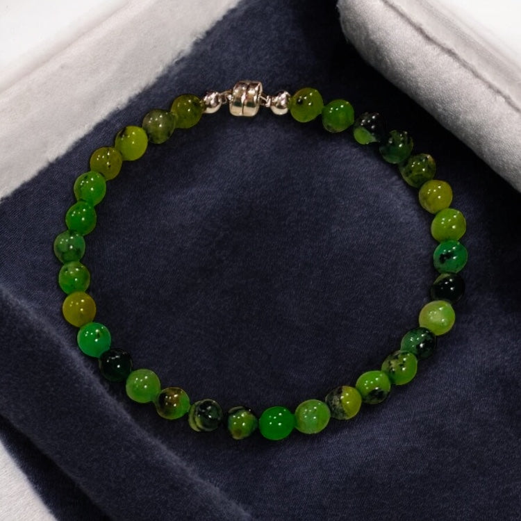 Refreshing Glow: Chrysoprase Line Bracelet with Magnetic Sterling Silver Clasp