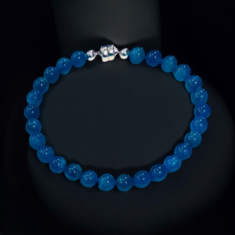 Blue Apatite Line Bracelet, Sterling Silver