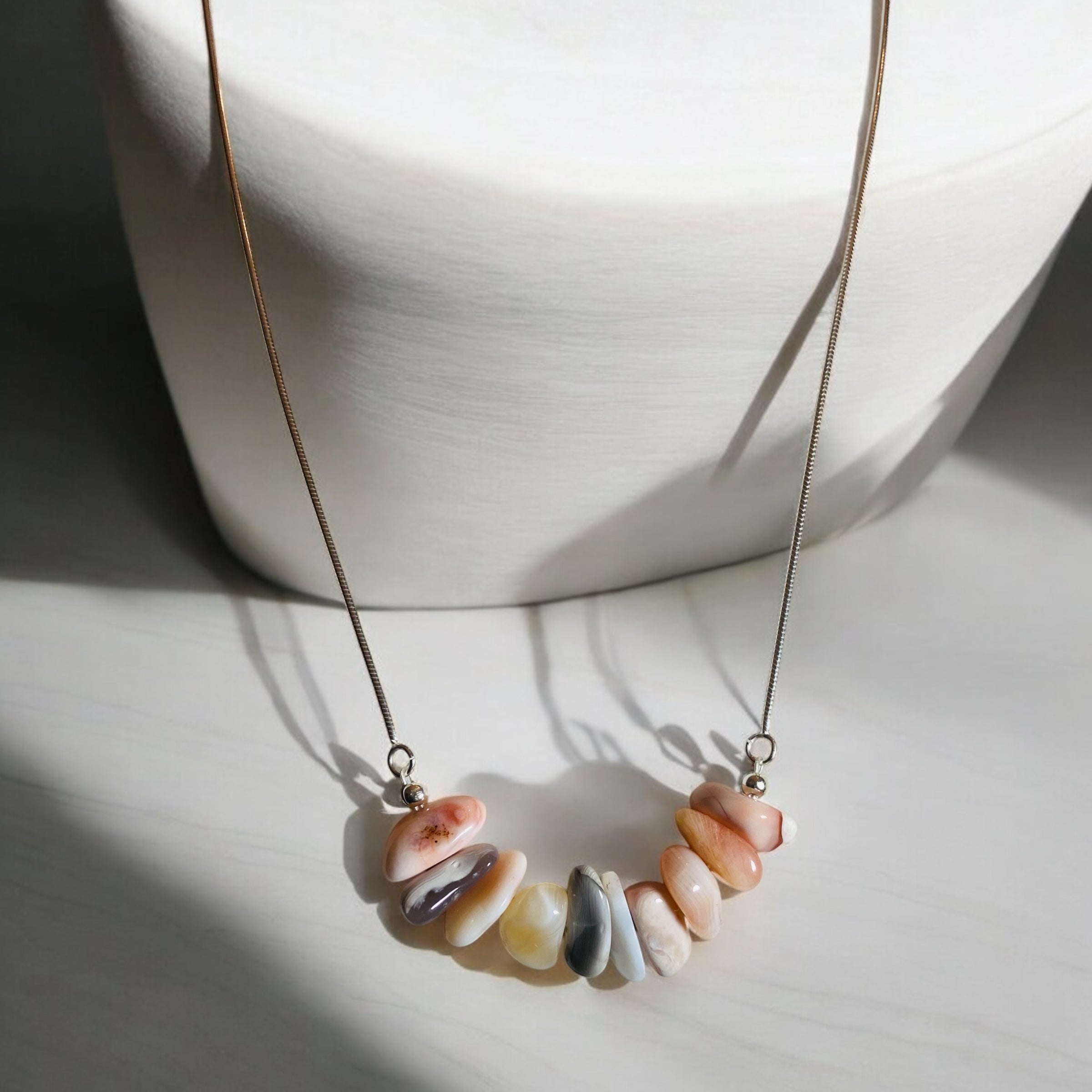 Botswana Agate Bar Necklace in Sterling Silver