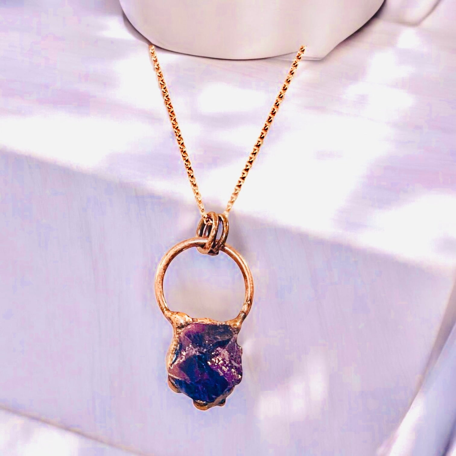 Amethyst Copper Pendant Necklace