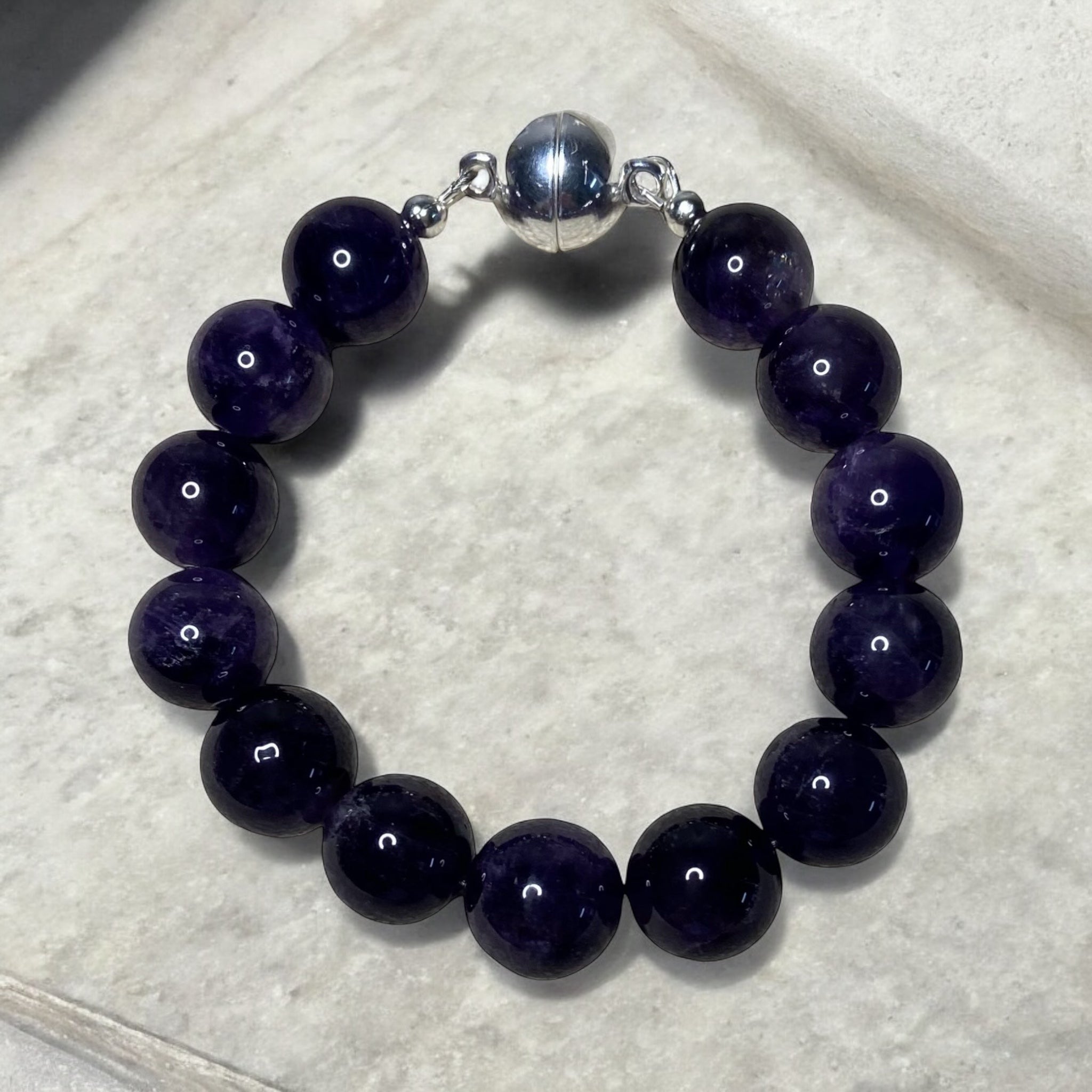 Amethyst Power Aura: Men's Amethyst Bracelet in Sterling Silver