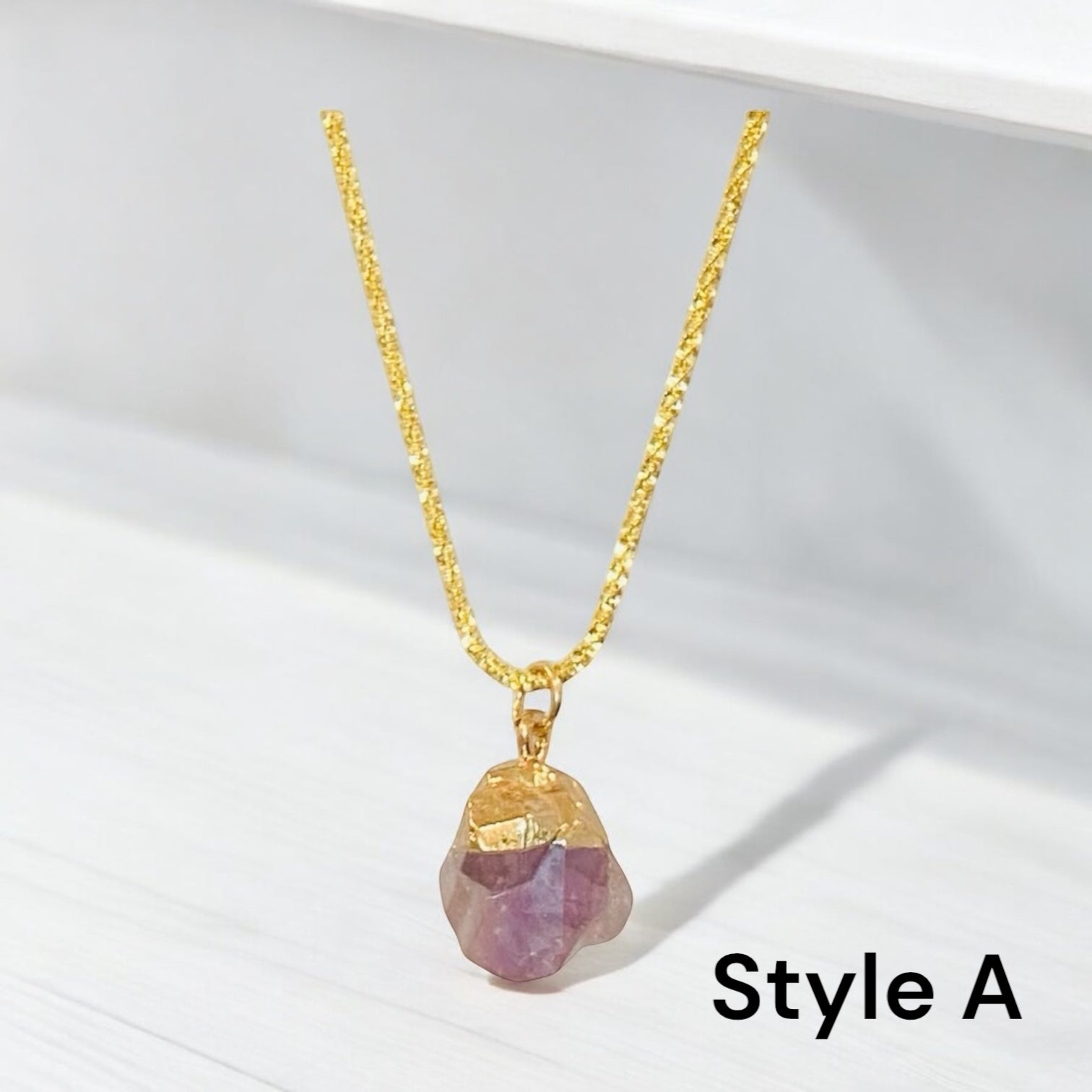 Mini Amethyst Pendant with Exquisite 18k Gold over Sterling Silver Chain