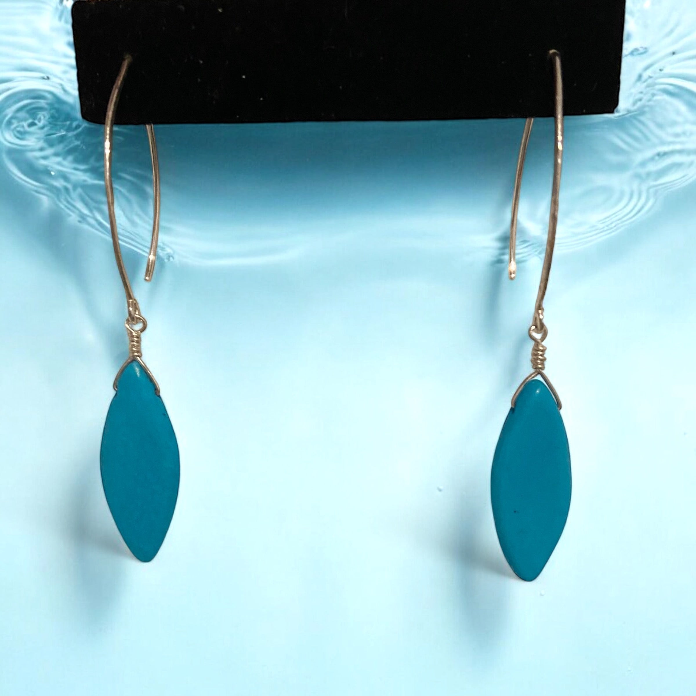 Skyline Marquise Turquoise Earring Drops - Sterling Silver or Gold-filled