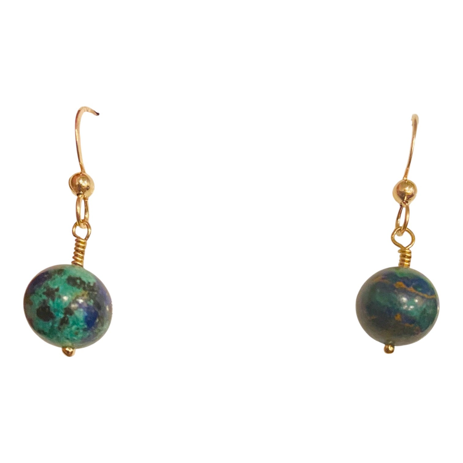 Simply Elegant Lapis/Malachite 10mm Earrings in 14K Gold-Filled or Sterling Silver