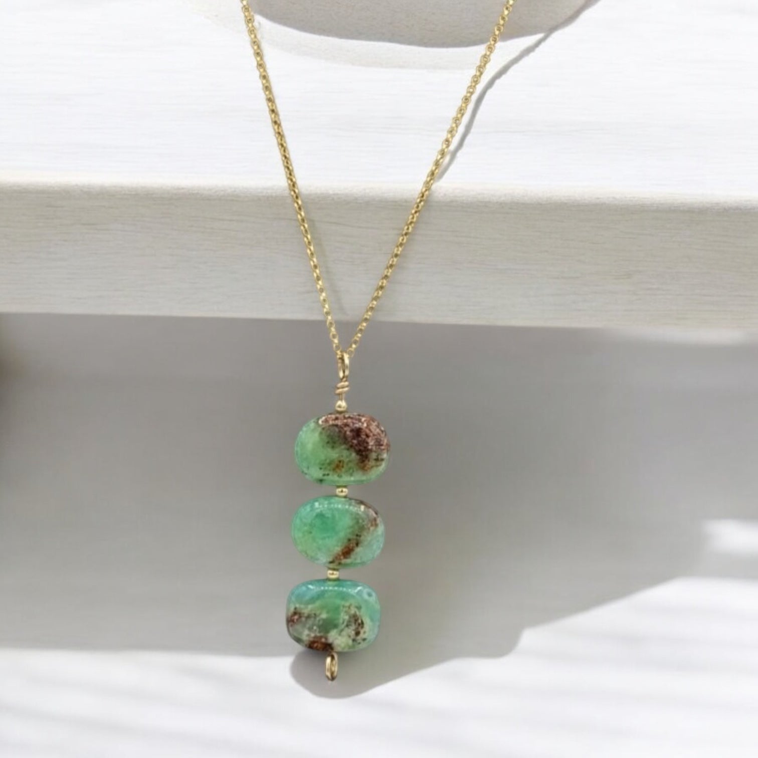 Vibrant Elegance: 14K Gold-filled Handcrafted Chrysoprase Pendant Necklace