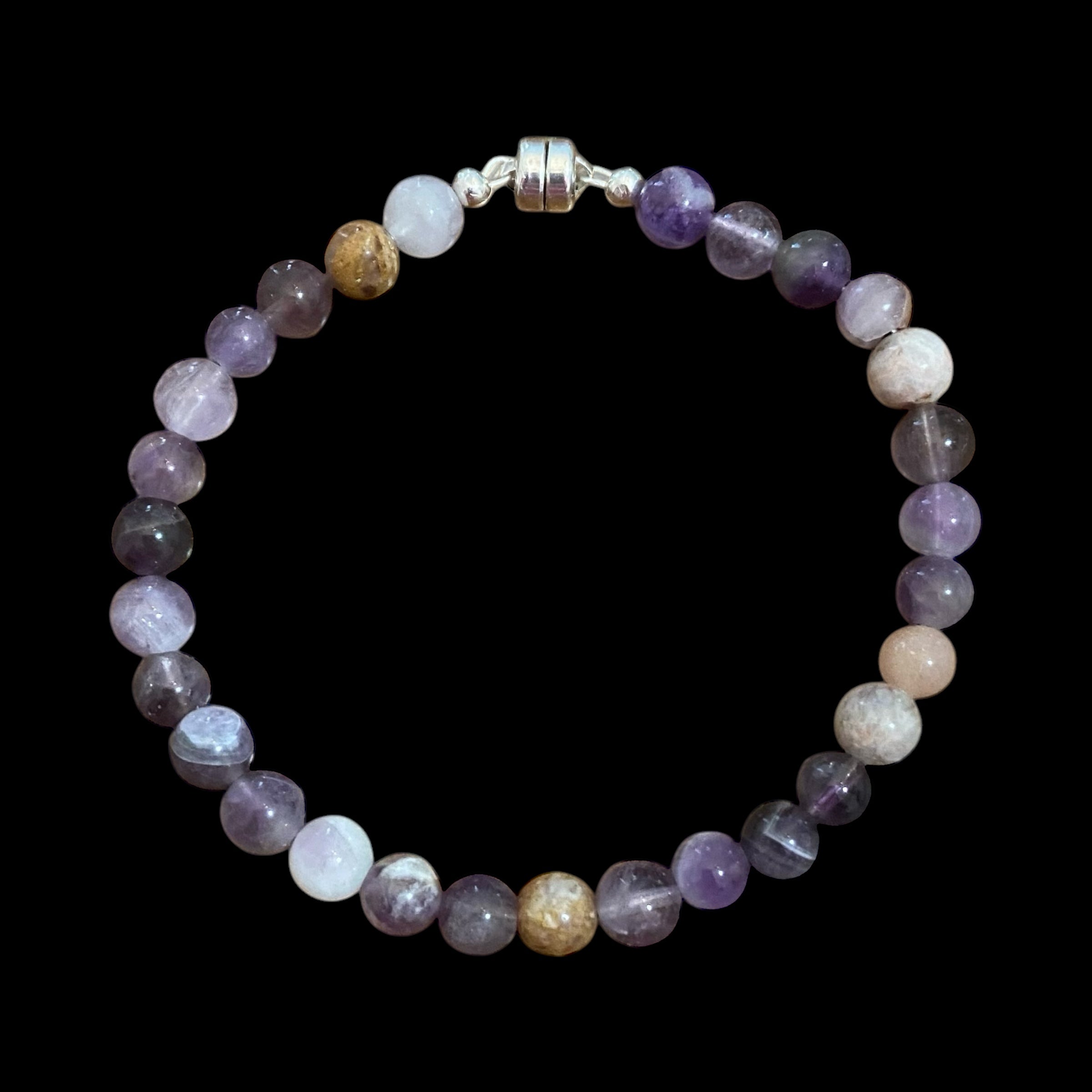 Calm Elegance: Lepidolite Line Bracelet with Magnetic Sterling Silver Clasp