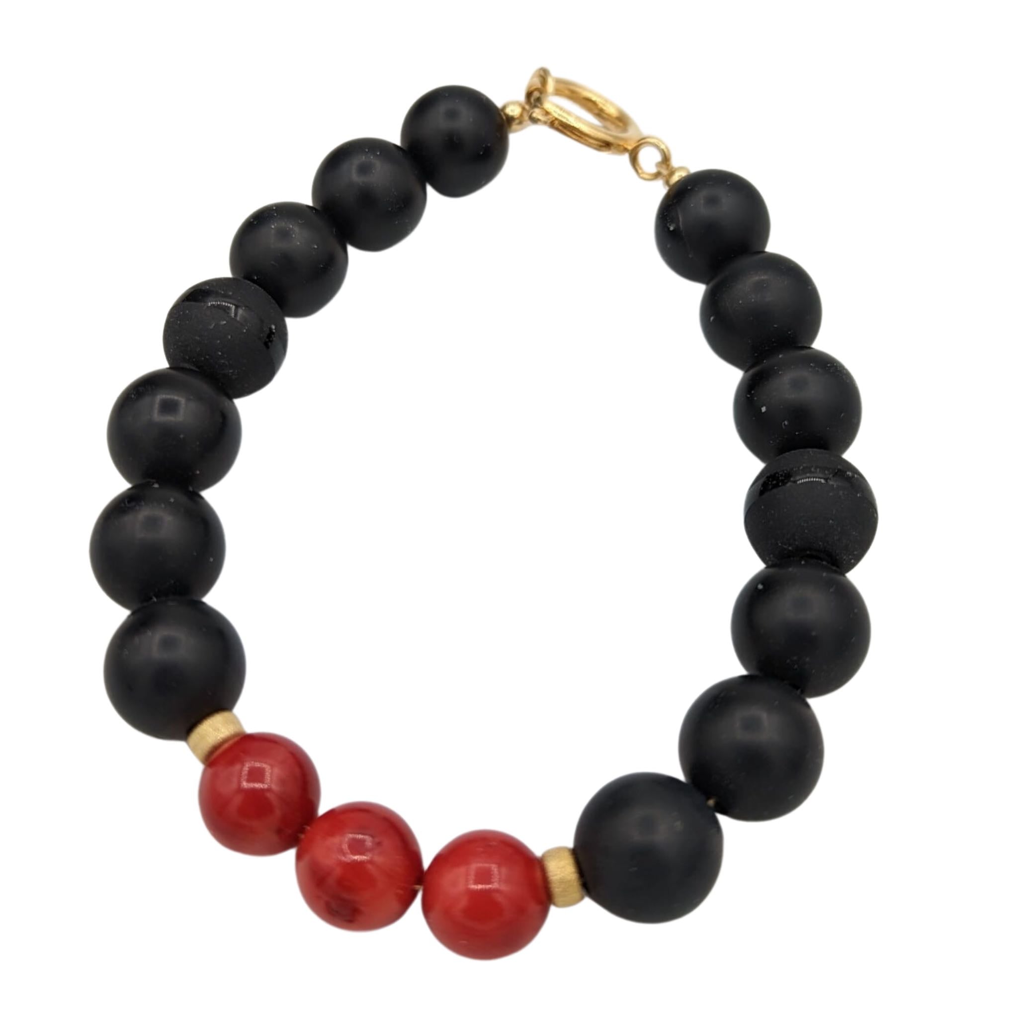 14k Gold Filled Onyx retailer Beaded Bracelet