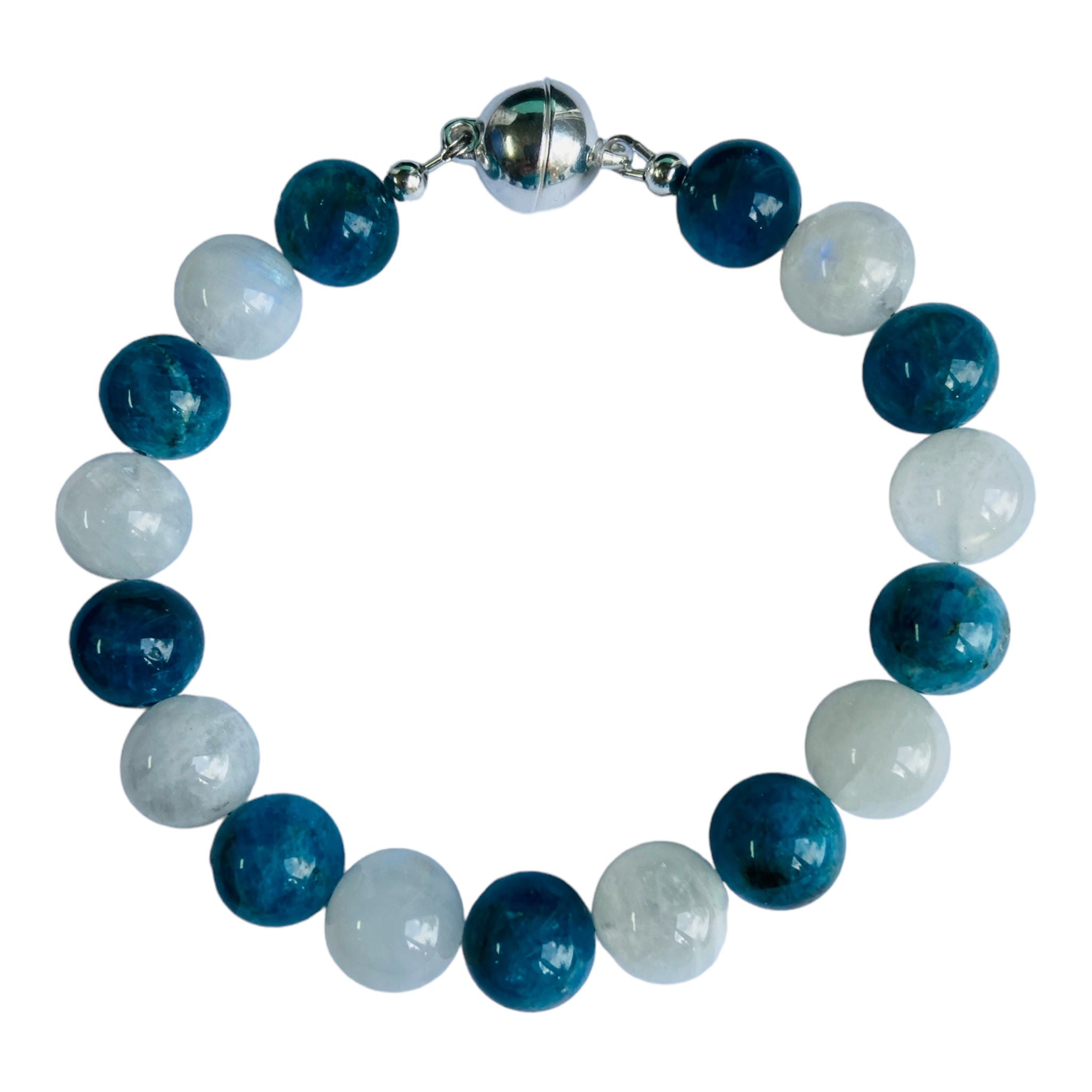 blue apatite and moonstone magnetic bracelet