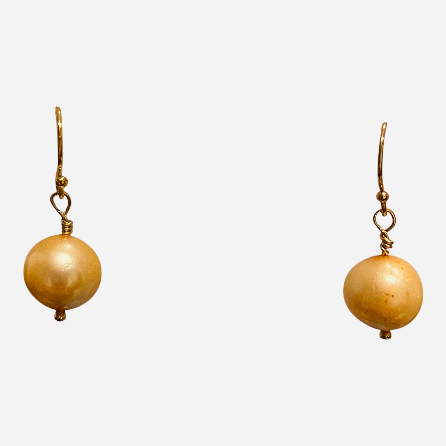 Handcrafted Gold Pearl Earrings with a Glint of Gold