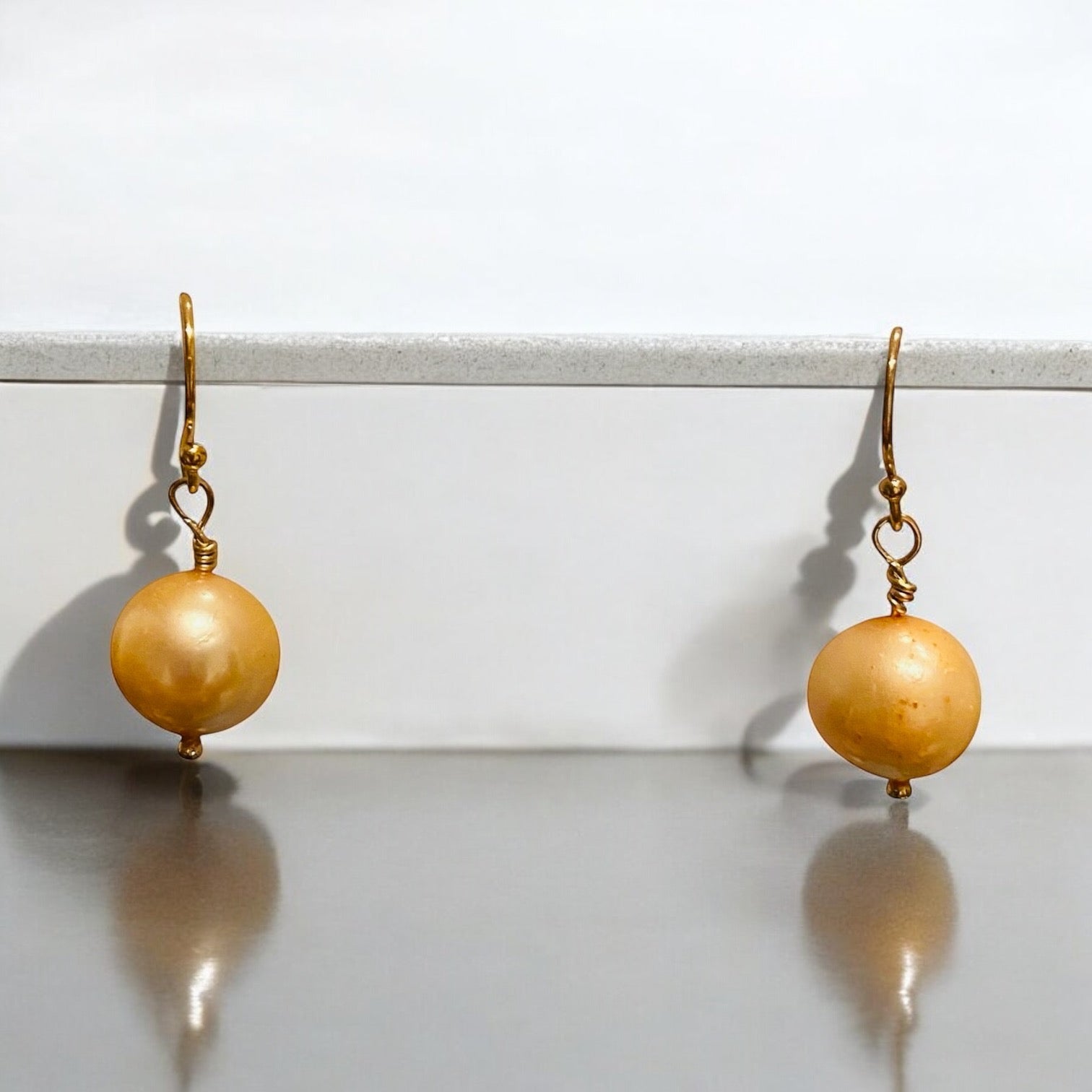 Warm golden pearls with gold-filled earwires