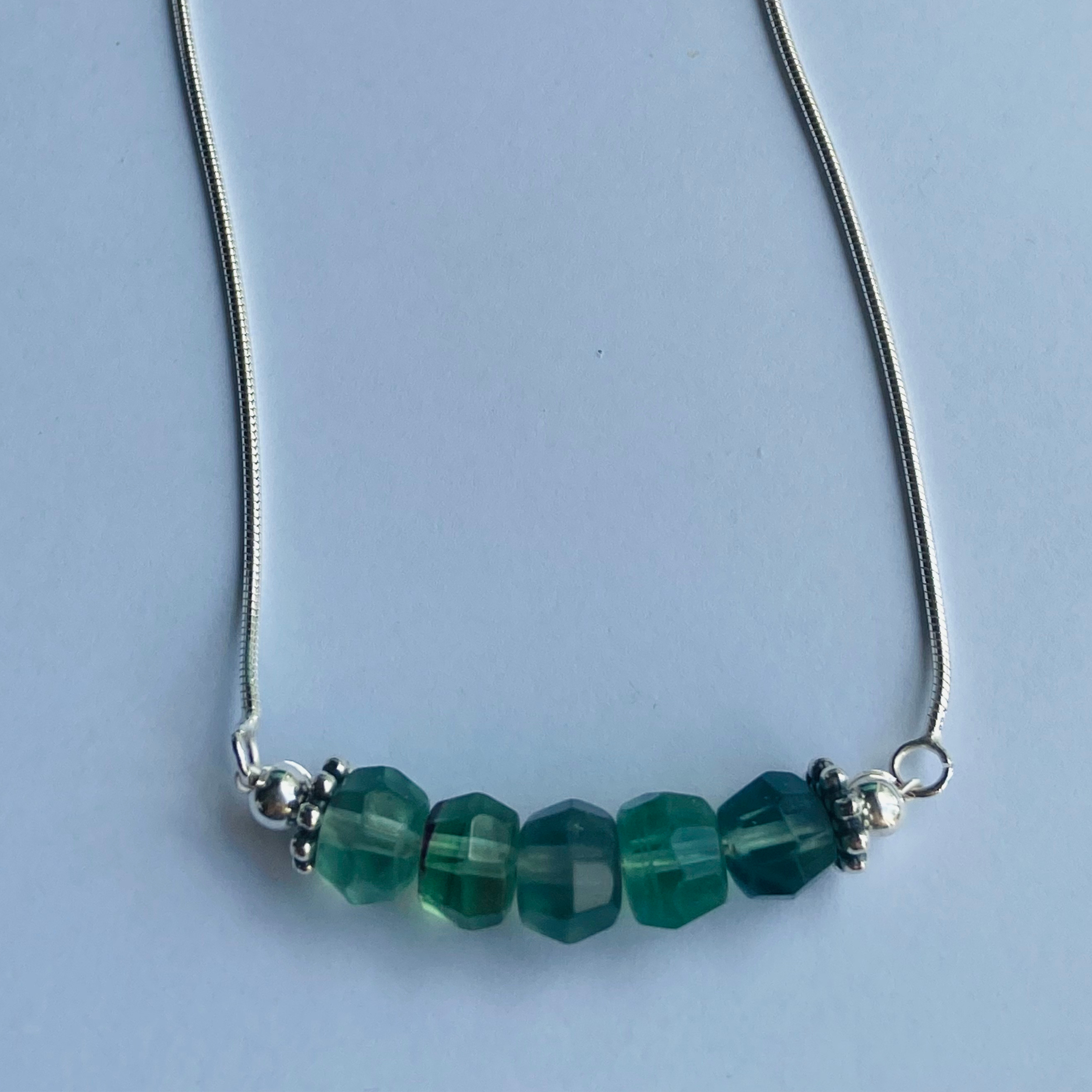 green fluorite bar necklace