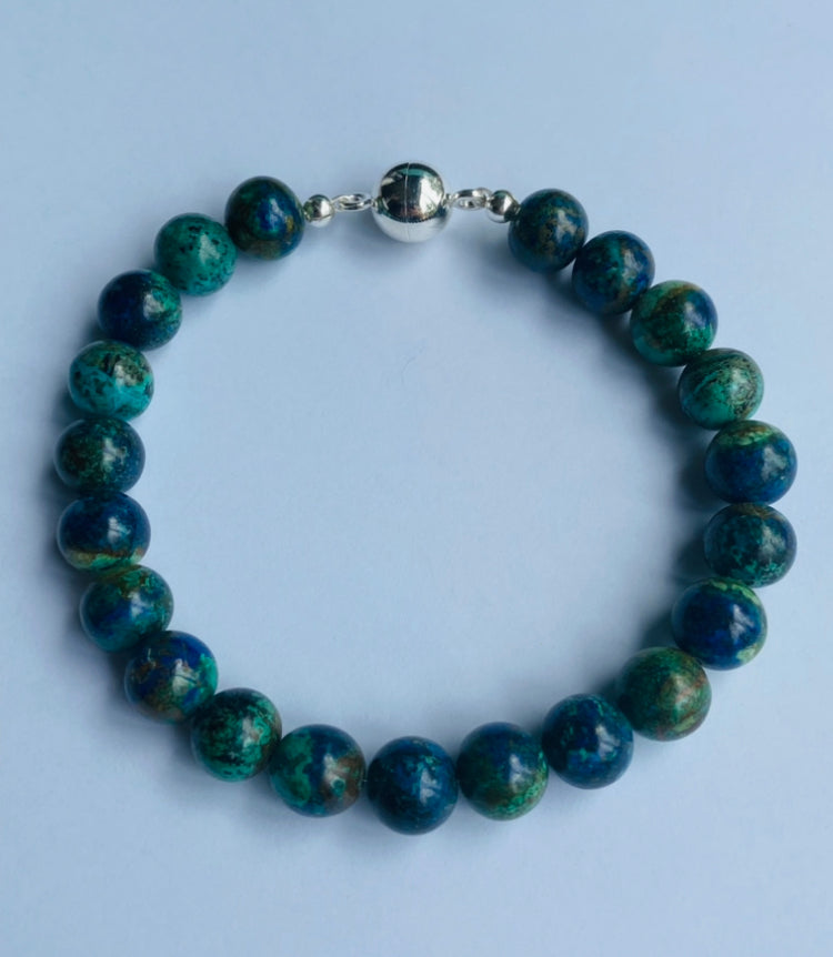 lapis and malachite men's bracelt