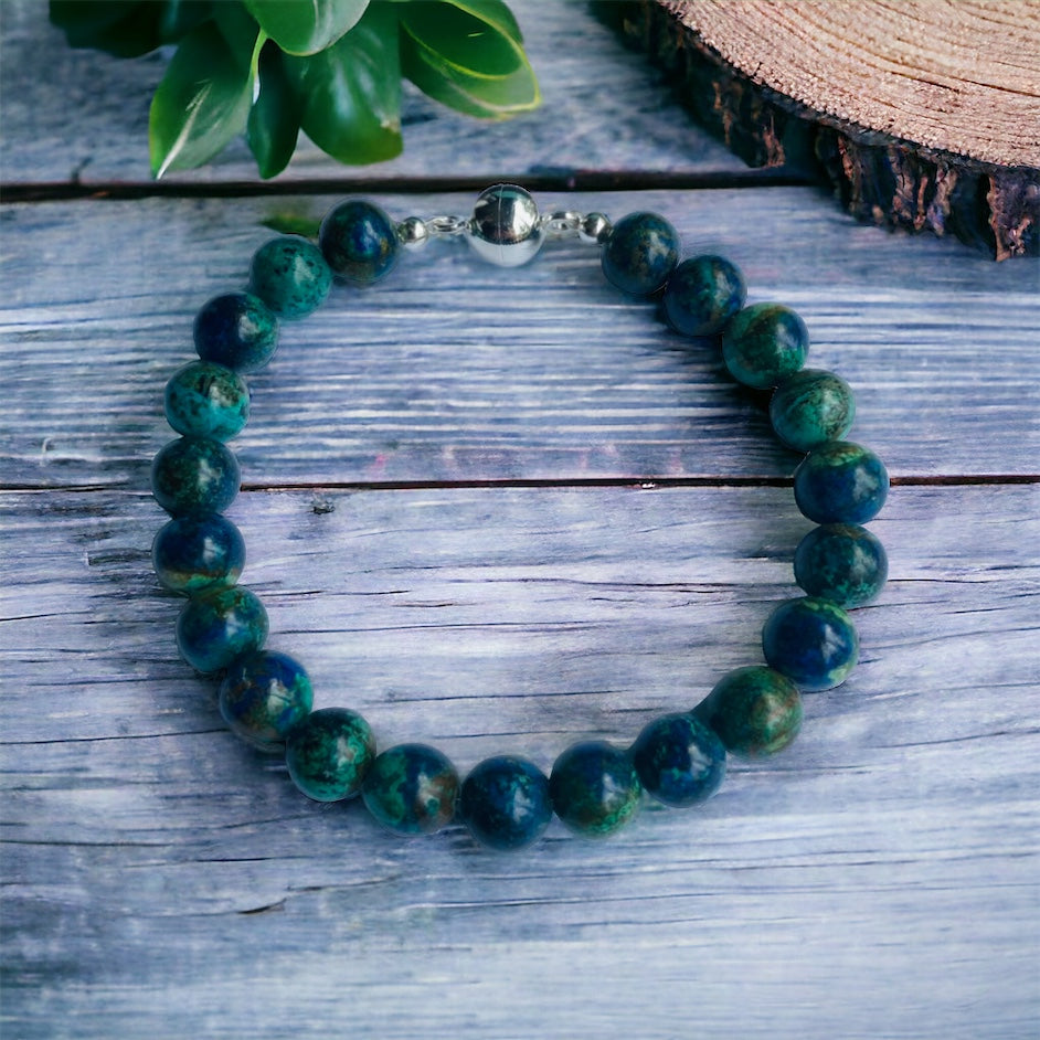 lapis and malachite men's bracelet styled