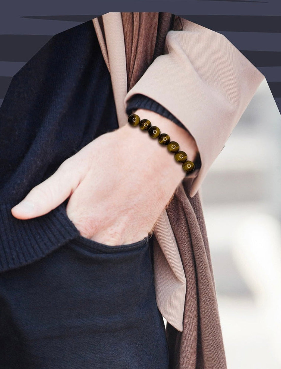 Men's tigers eye bracelet styled