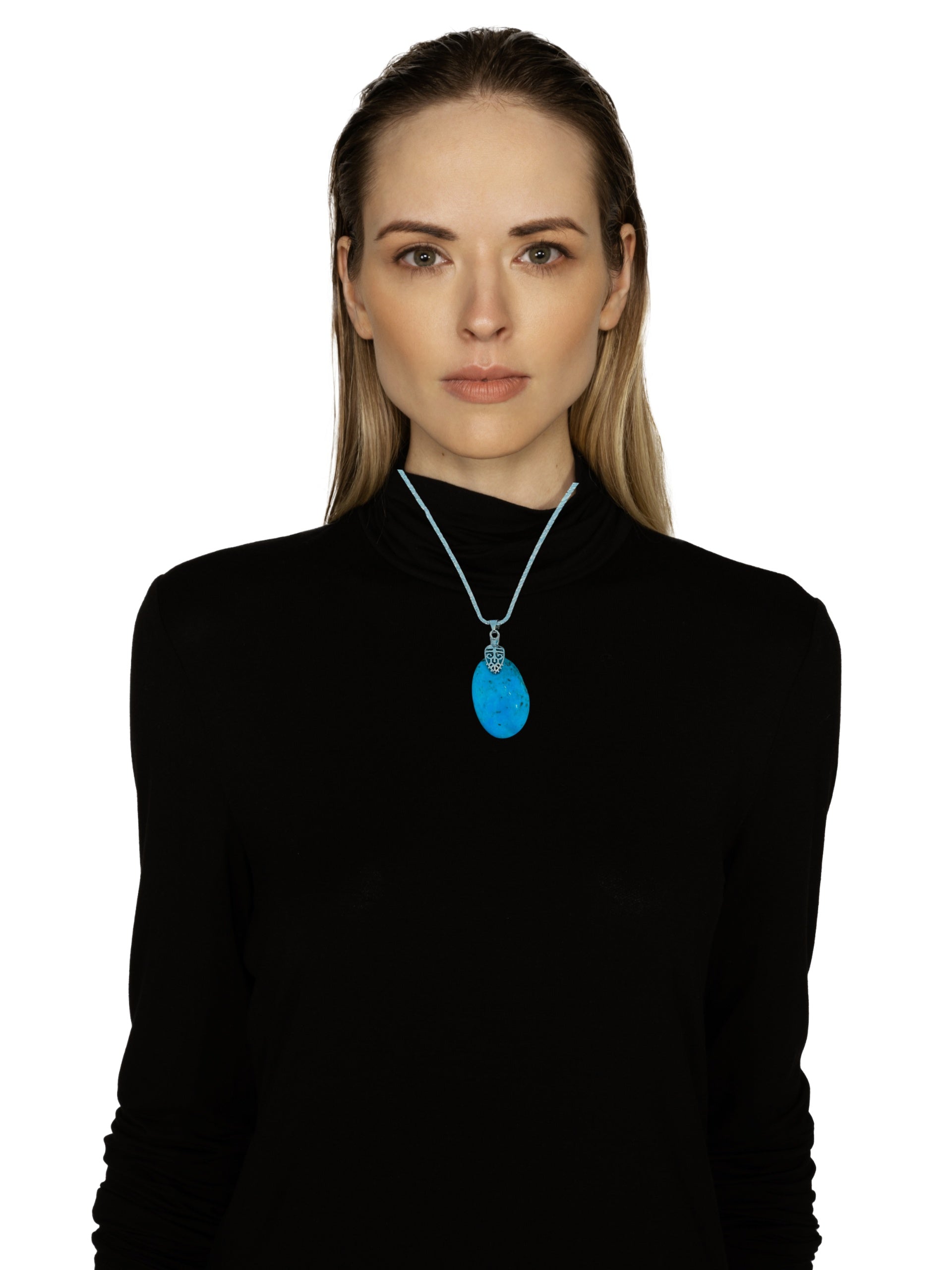 Nacozari Turquoise Pendant Necklace with Sterling Silver Chain