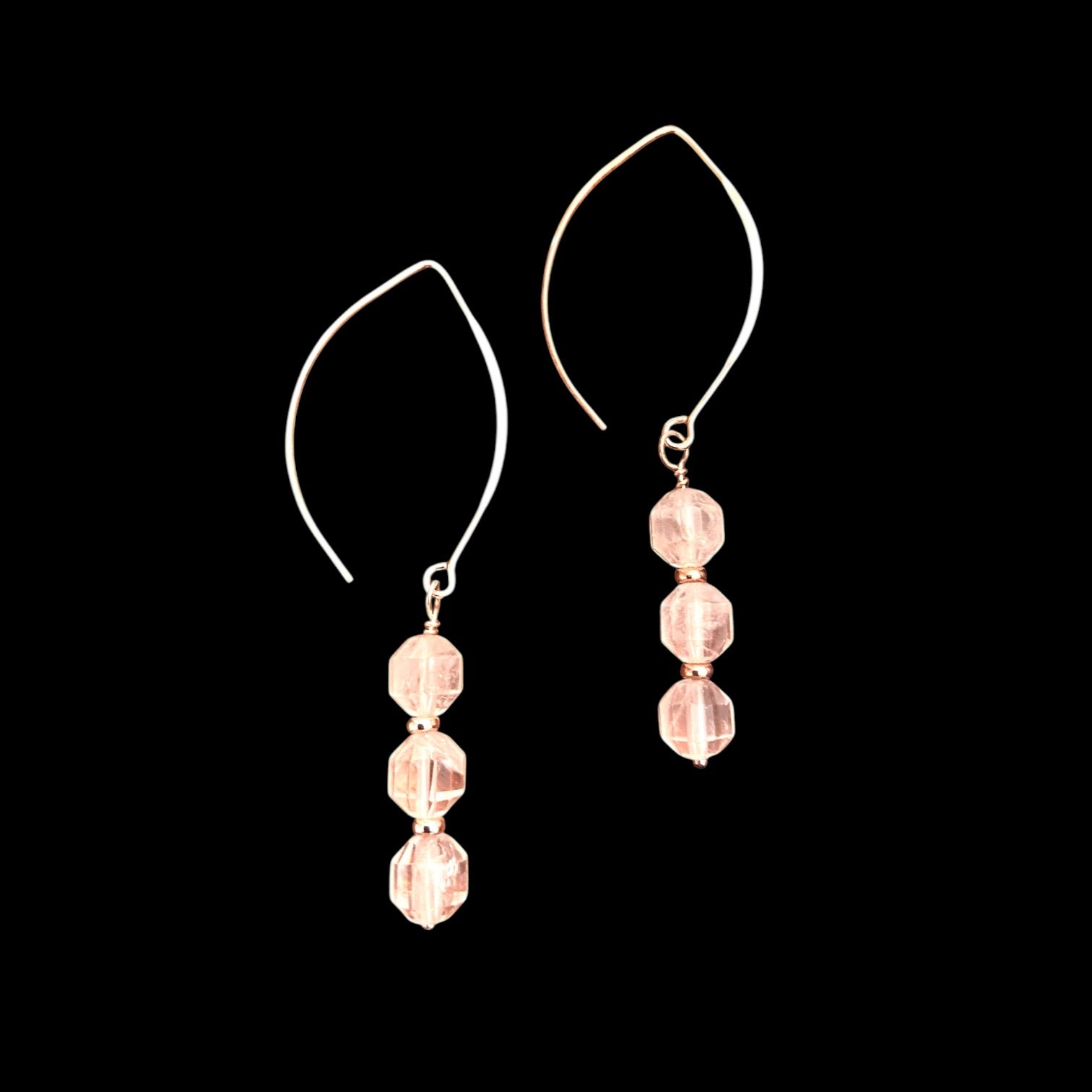 Limited Edition Rose Quartz Earrings Wrapped in Sterling Silver