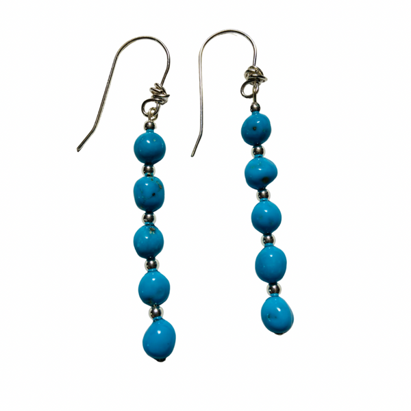 Squash Blossom Sleeping Beauty Turquoise Earrings  Native Co Gallery LLC